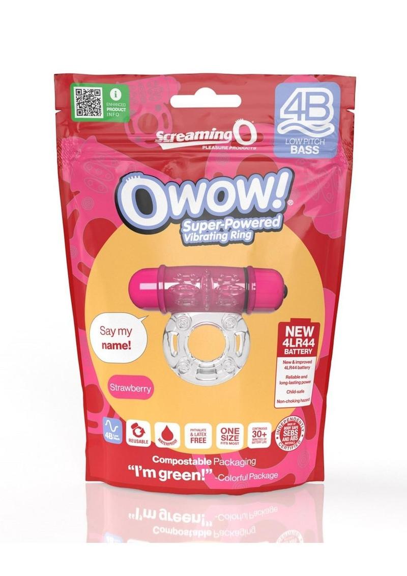 Screaming O 4b O Wow Vibrating Ring - Red/Strawberry