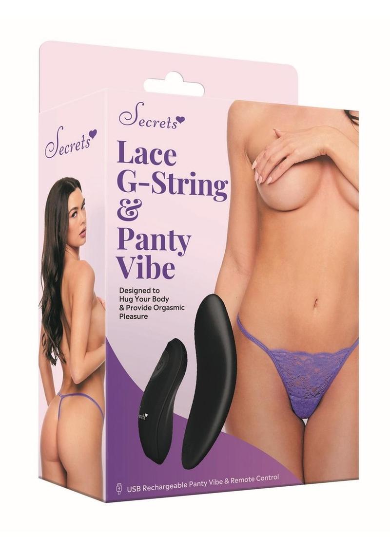 Secret Rechargeable Silicone Microfiber G-String and Panty Vibe with Remote Control - Purple - One Size