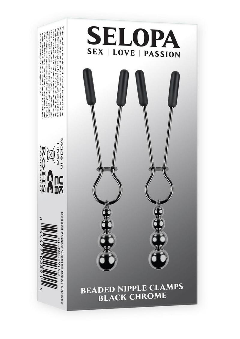 Selopa Beaded Nipple Clamps - Black Chrome - Black