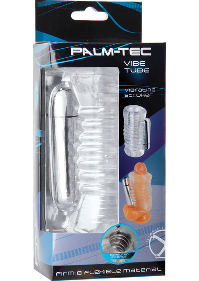 Sexflesh- Palm-Tec Vibe Tube Vibrating Stroker - Clear