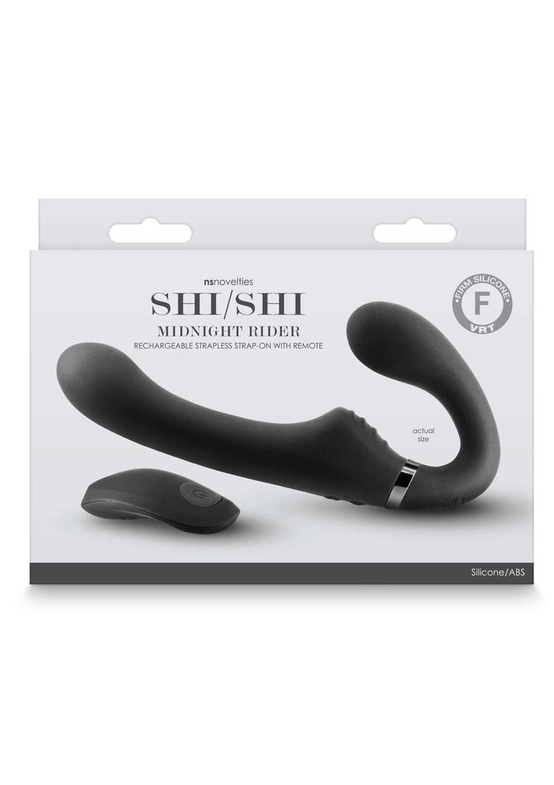 Shi/Shi Midnight Rider Rechargeable Silicone Dual End Strapless Strap-On - Black