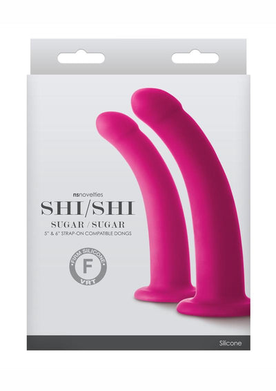 Shi/Shi Sugar/Sugar Silicone Strap-On Compatible Dong - Pink - 2 Per Set