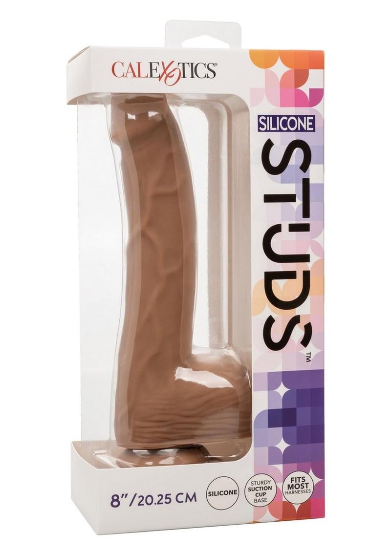 Silicone Studs Realistic Dildo - Caramel - 8in