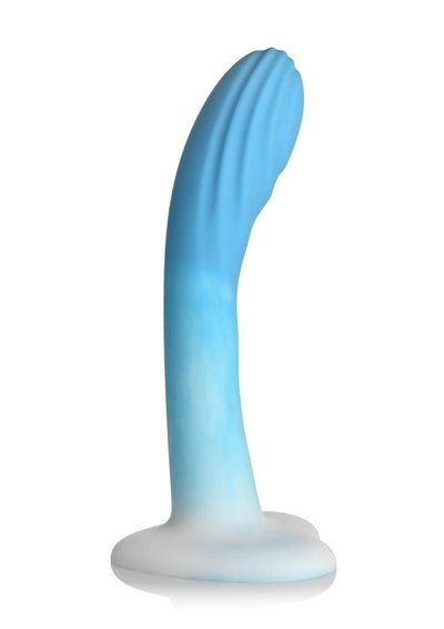 Simply Sweet Rippled Silicone Dildo - Blue/White