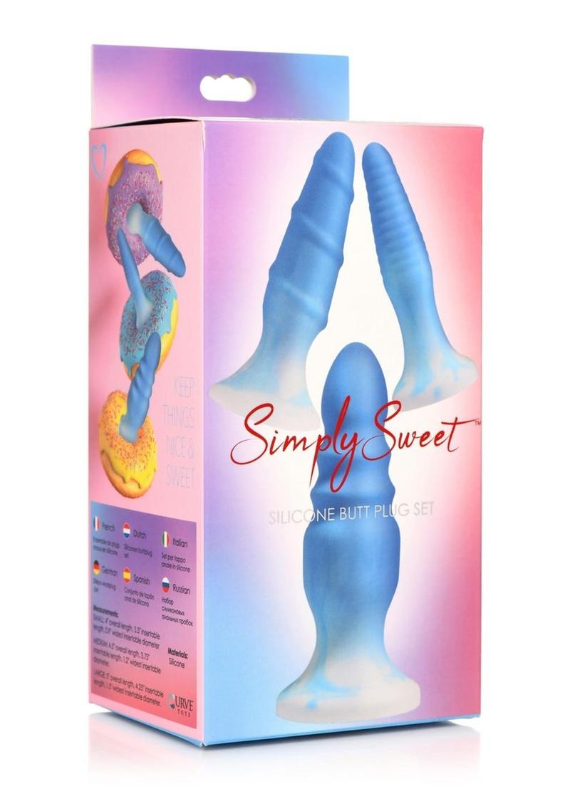 Simply Sweet Silicone Butt Plug - Blue - Set