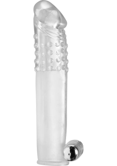 Size Matters Clear Sensations Penis Extender Vibro Sleeve with Bullet - Clear