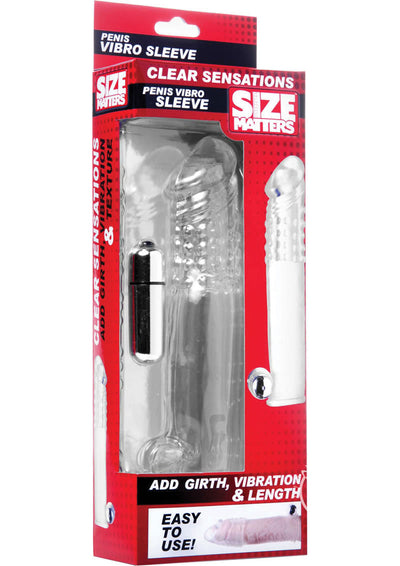 Size Matters Clear Sensations Penis Extender Vibro Sleeve with Bullet - Clear