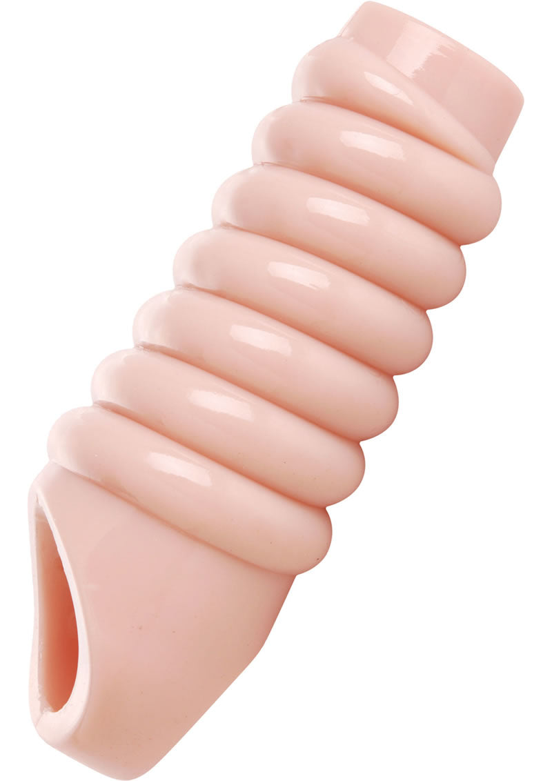 Size Matters Really Ample Ribbed Penis Enhancer Sheath - Vanilla