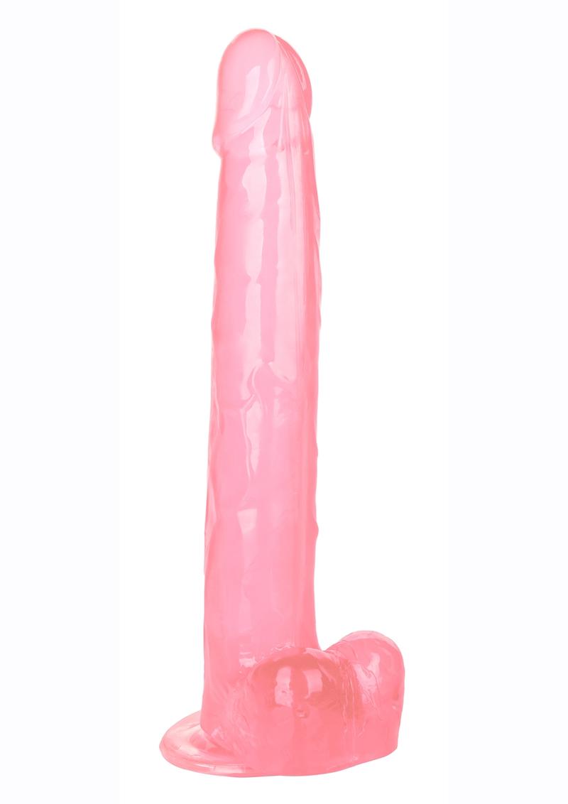 Size Queen Dildo with Balls - Pink - 12in