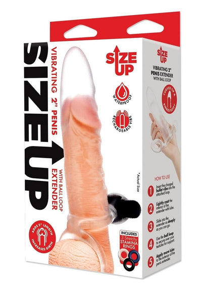 Size Up Clear View Vibrating Penis Extender - Clear - 2in