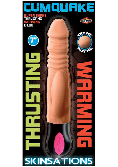 Skinsations Cumquake Super Shake Thrusting Warming Dildo Rechargeable - Vanilla - 7in