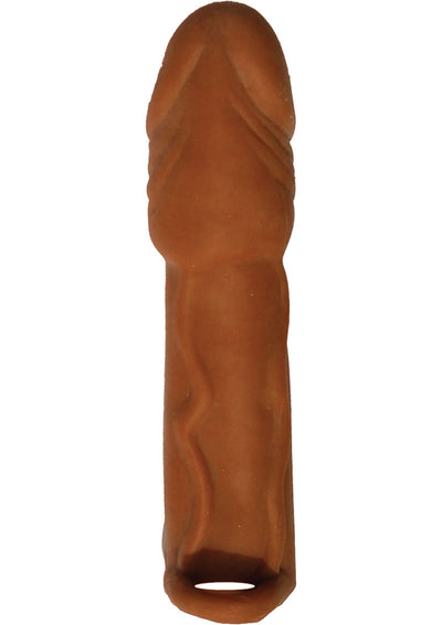 Skinsations Latin Lover Husky Lover Extension Sleeve with Scrotum Strap - Caramel - 6.5in