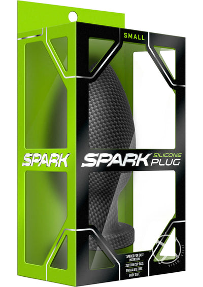 Spark Silicone Butt Plug - Small - Carbon Fiber - Black