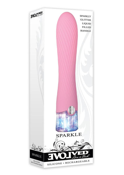 Sparkle Rechargeable Silicone Vibrator with Glitter Handle - Pink