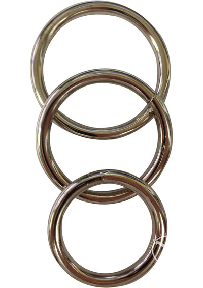 Sportsheets Metal O Ring Cock Ring - Metal/Silver - 3 Pack