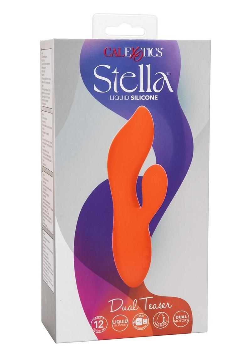 Stella Liquid Silicone Dual Teaser Rechargeable Vibrator - Orange