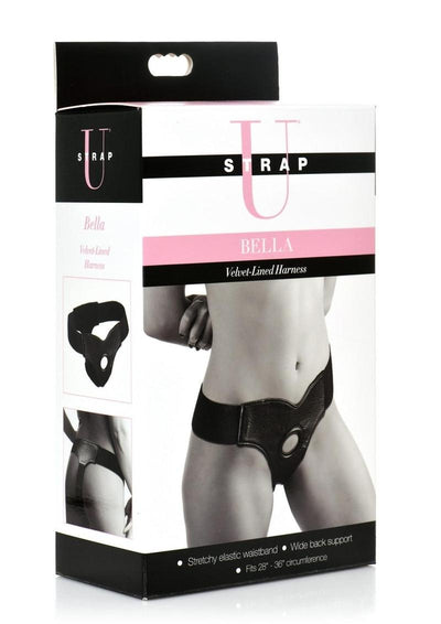 Strap U Bella Velvet-Lined Elastic Strap-On Harness - Black