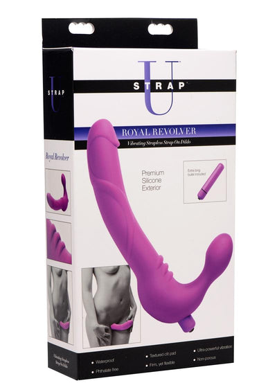 Strap U Royal Revolver Vibrating Silicone Strapless Strap-On - Black/Purple