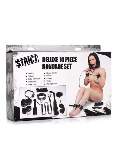 Strict Deluxe 10 Piece Bondage - Black - Set