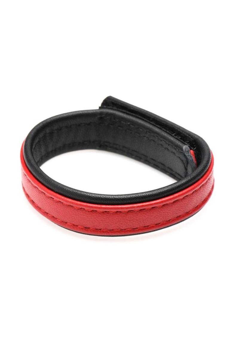 Strict Leather Cock Gear Velcro Leather Cock Ring - Red