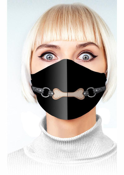 Super Naughty Dog Bone Gag Mask - Black