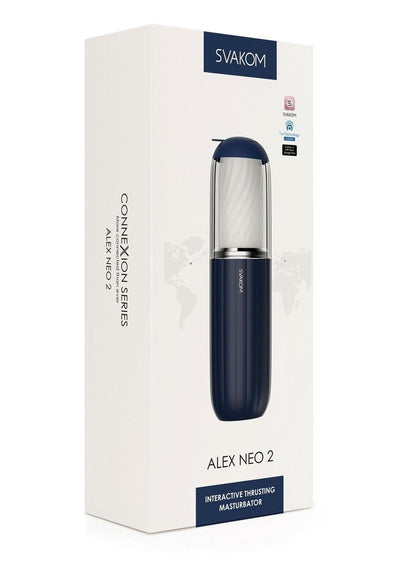 Svakom Alex Neo 2 Interactive Thrusting Rechargeable Masturbator - Black/Clear