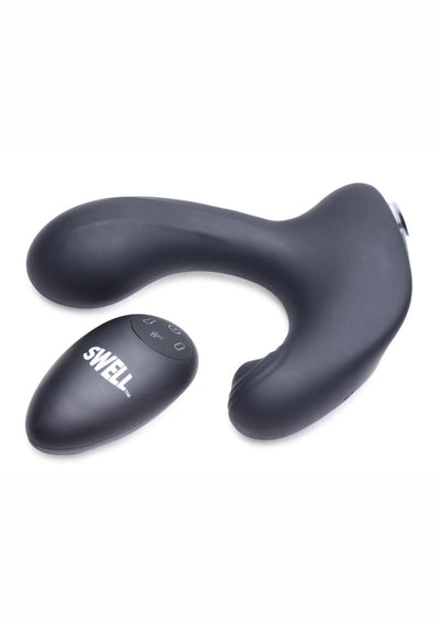 Swell 10x Inflatable and Tapping Rechargeable Silicone Prostate Vibrator with Remote Control - Black