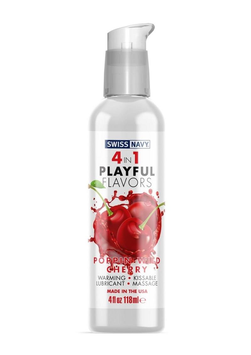 Swiss Navy 4 In 1 Flavored Lubricant 4oz - Poppin Wild Cherry