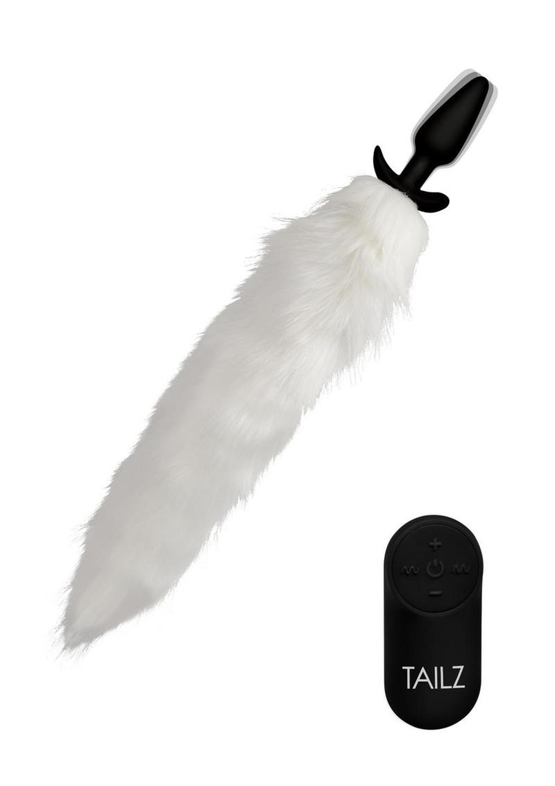 Tailz Vibrating White Fox Tail Slender Anal Plug