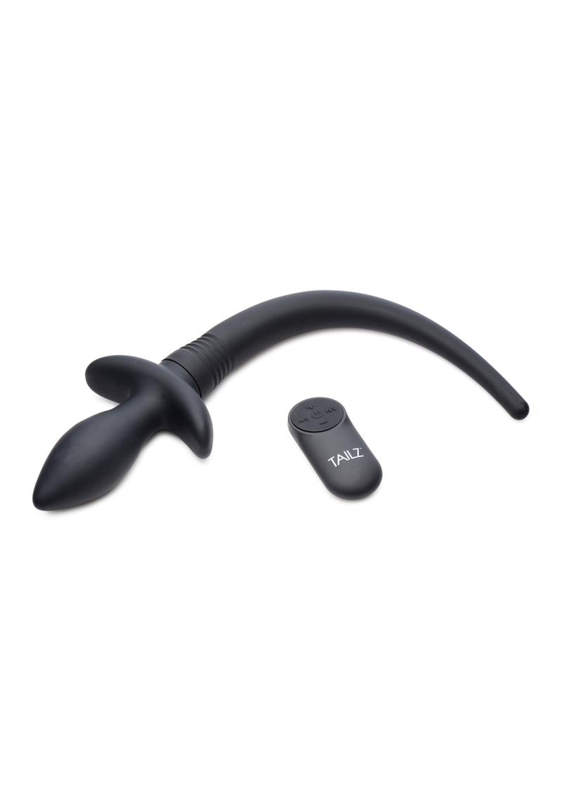 Tailz Waggerz Moving and Vibrating Silicone Rechargeable Puppy Tail with Remote Control - Black