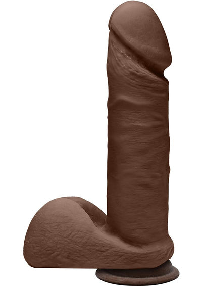 The D Perfect D Ultraskyn Dildo with Balls - Chocolate - 7in