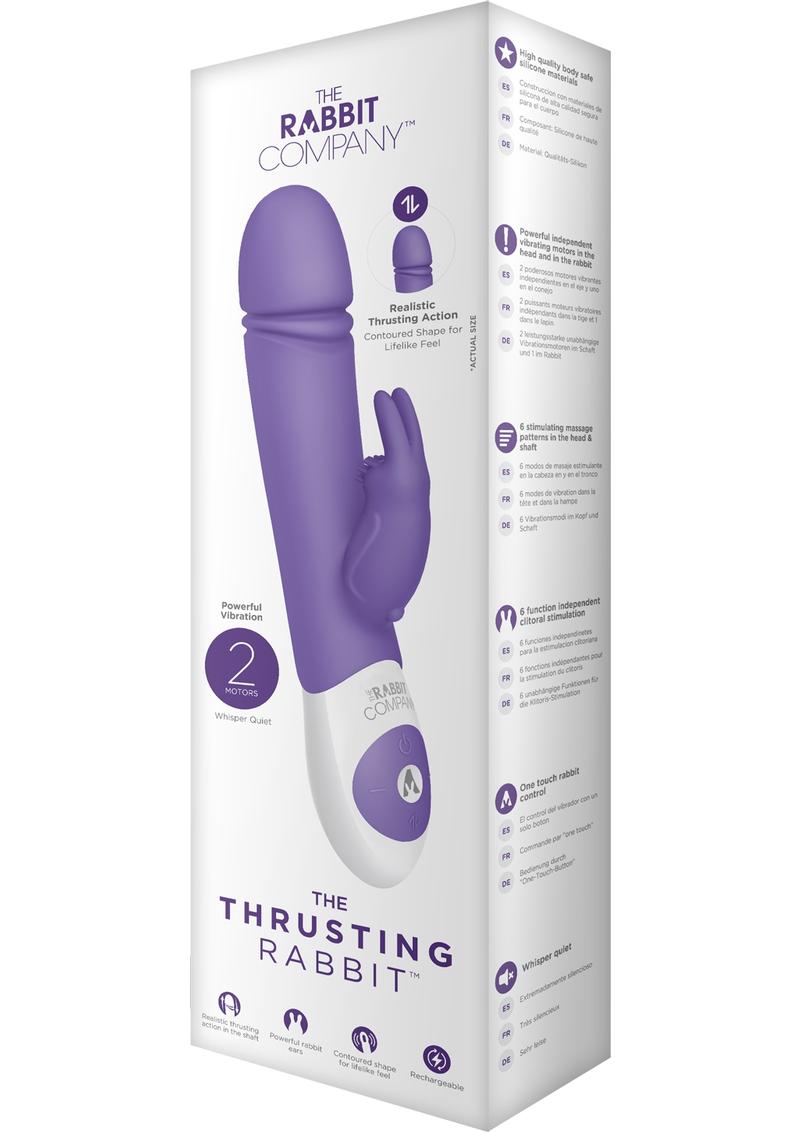 The Thrusting Rabbit Rechargeable Silicone Vibrator with Clitoral Stimulation - Purple