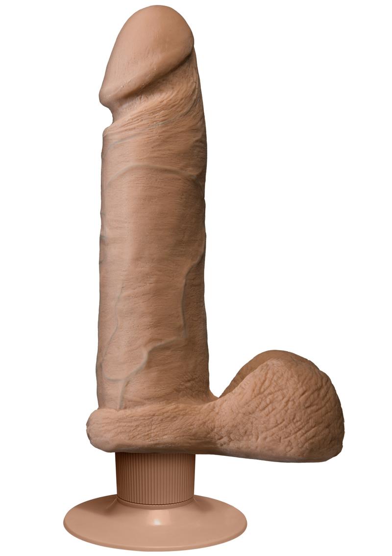 The Realsitic Cock Ultraskyn Vibrating Dildo - Chocolate - 8in