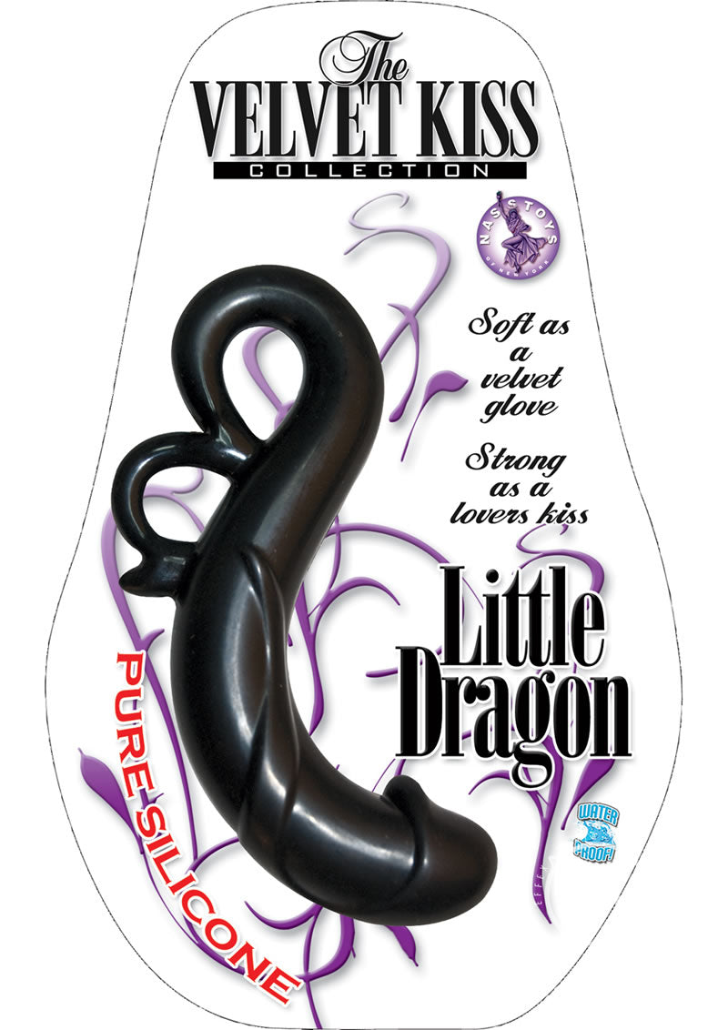 The Velvet Kiss Collection Little Dragon Silicone Dildo - Black