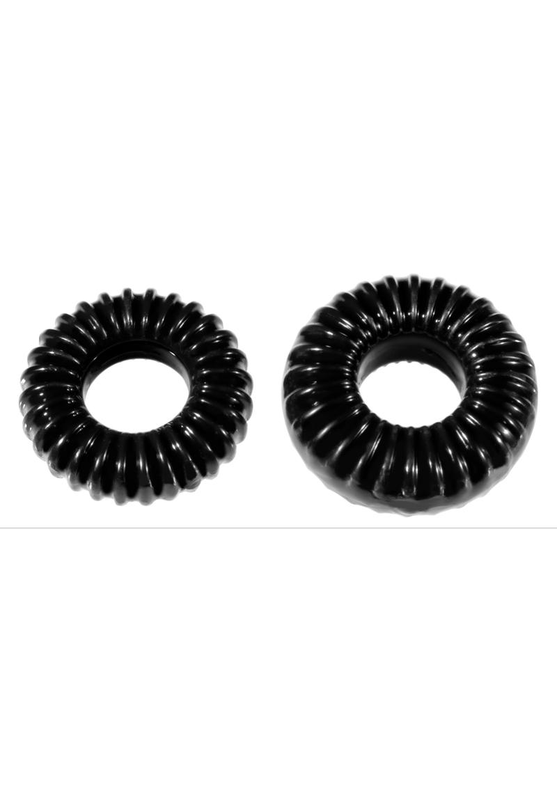 The Xplay Mixed Pack Ribbed Ring and Ribbed Ring Slim - Black - 2 Pack