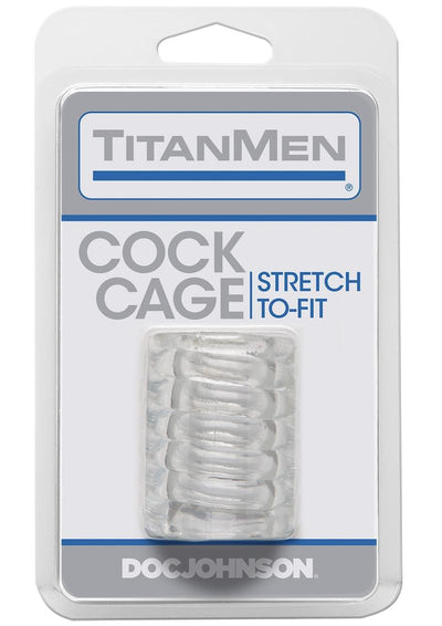 Titanmen Ribbed Stretch-To-Fit Cock Cage - Clear