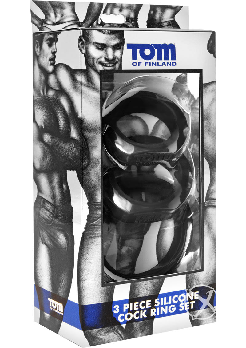 Tom Of Finland 3 Piece Silicone Cock Ring - Black - Set