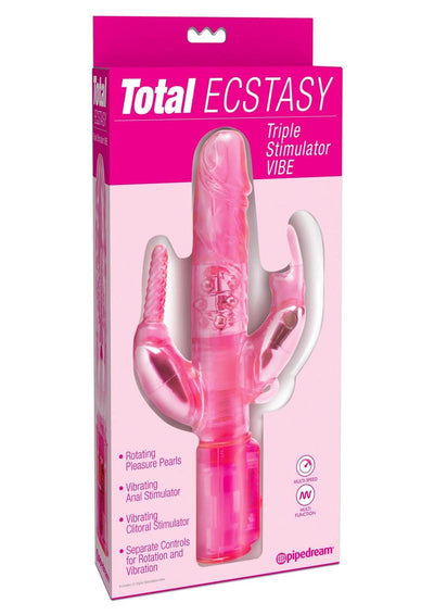 Total Ecstasy Triple Stimulator Rabbit Vibrator - Pink