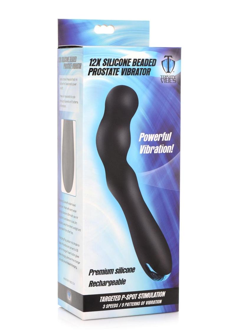 Trinity Men Rechargeable Silicone Beaded Prostate Vibrator - Black