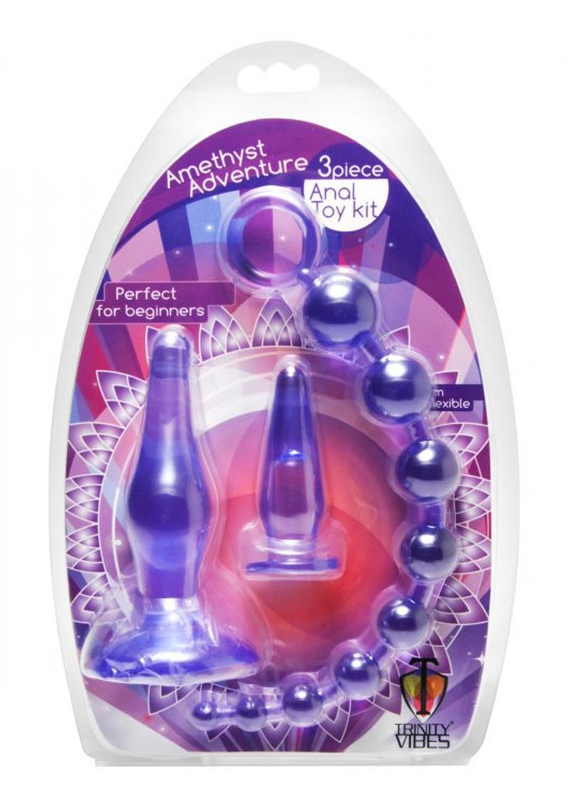 Trinity Vibes Amethyst Adventure 3 Piece Anal Toy Kit - Purple