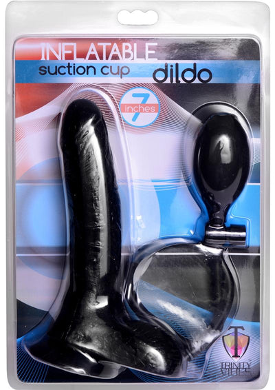 Trinity Vibes Inflatable Realistic 7in Dildo - Black