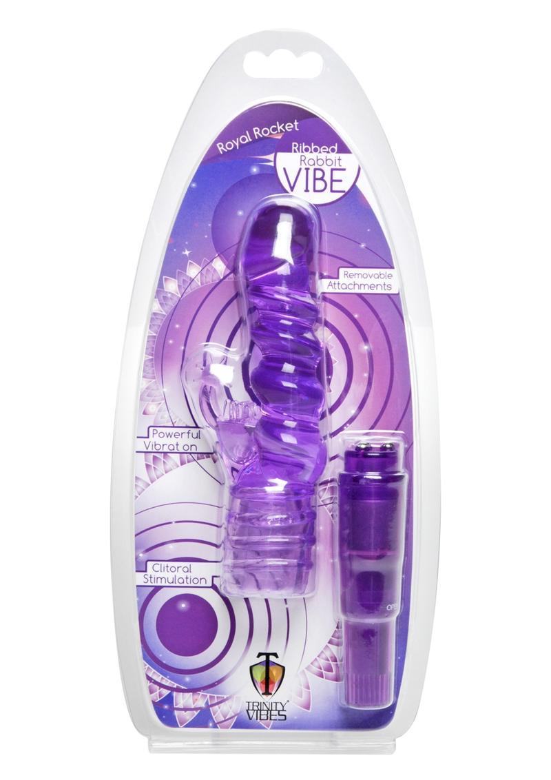 Trinity Vibes Royal Rocket Ribbed Rabbit Vibrator - Purple