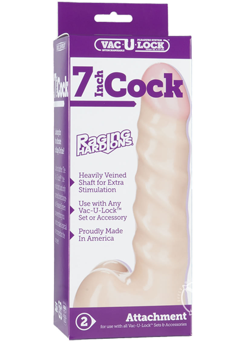 Vac-U-Lock Raging Hard-Ons Dildo - Flesh/Vanilla - 7in