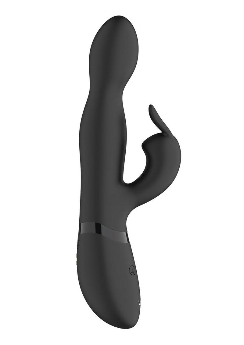 Vive Niva 360 Degrees Rechargeable Silicone Rotating G-Spot Rabbit Vibrator - Black