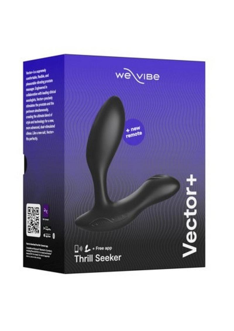 We-Vibe Vector+ Rechargeable Silicone Vibrating Prostate Massager with Remote Control - Black/Charcoal Black