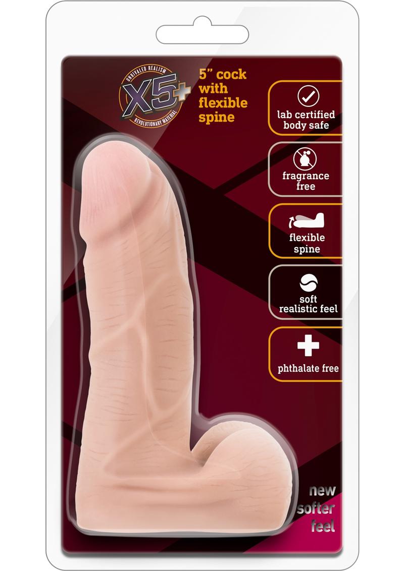 X5 Plus Cock Dildo with Balls - Vanilla - 5.5in