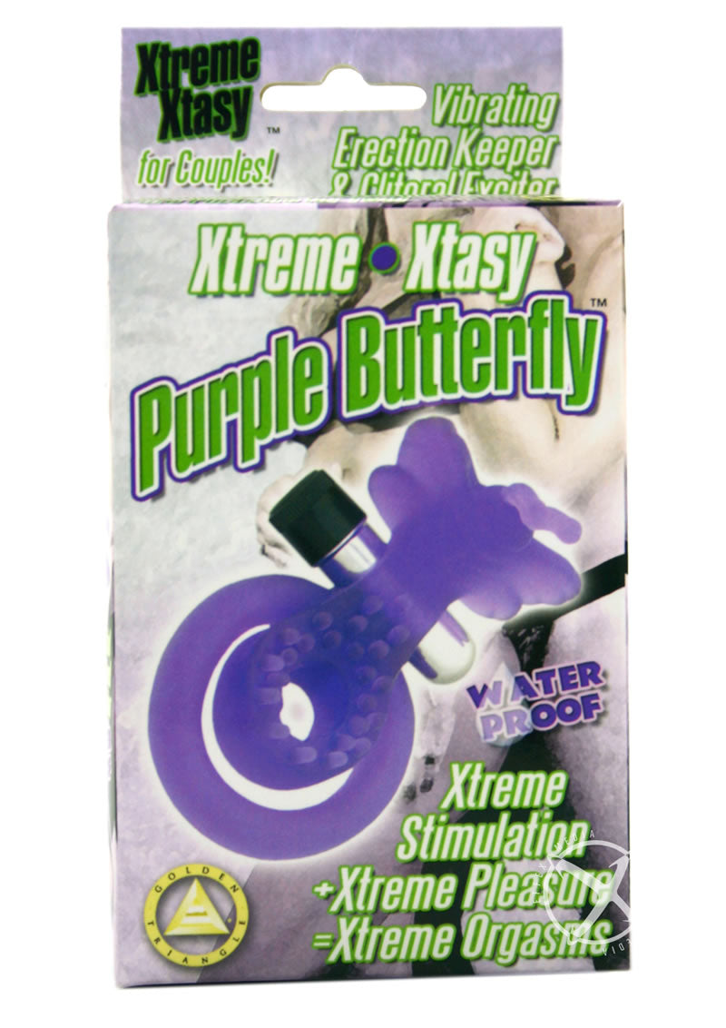 Xtreme Xtasy - Purple Butterfly Vibrating Cock Ring - Purple