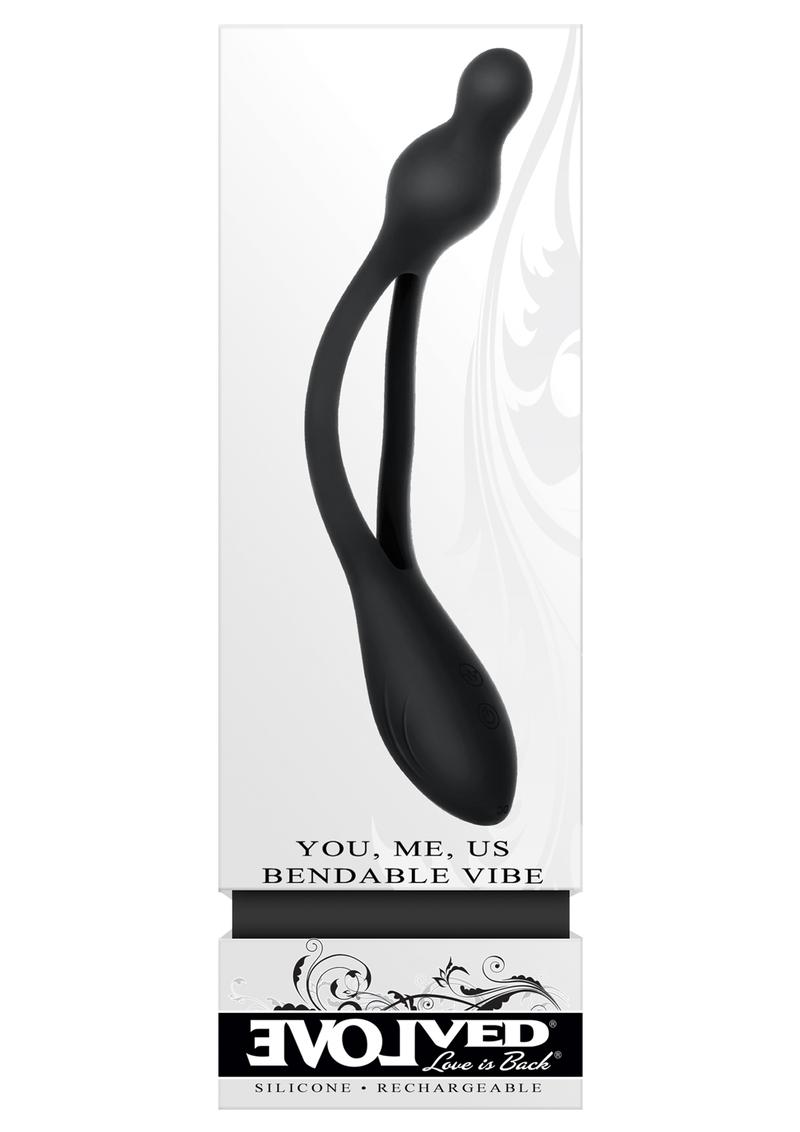 You Me Us Bendable Silicone Rechargeable Vibrator - Black